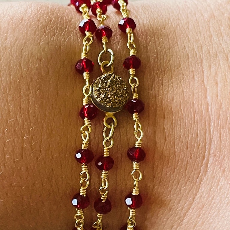 Luvleigh Designs - Garnet & Druzy Convertible Wrap Bracelet : Necklace